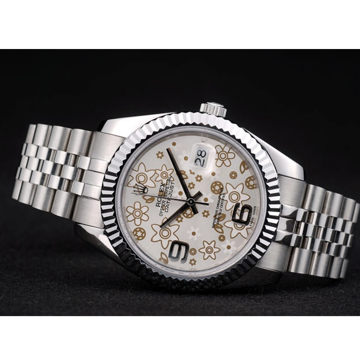 Good copy rolex watches Dial Silver Steel DateJust Rolex Ribbed Flower Stainless 41983 Bezel 0801